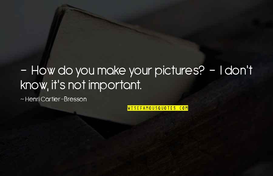 Henri Cartier Quotes By Henri Cartier-Bresson: - How do you make your pictures? -