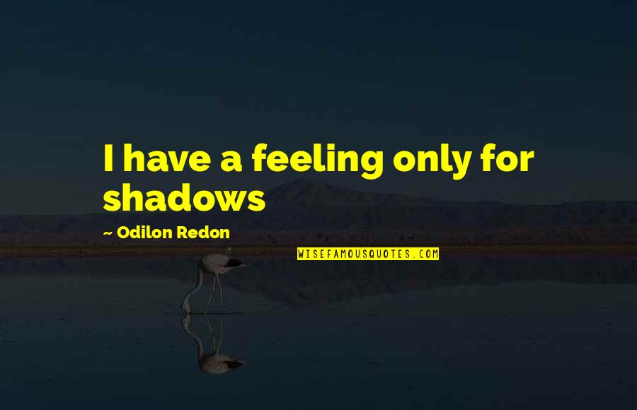 Henrietta Tiarks Quotes By Odilon Redon: I have a feeling only for shadows Henrietta Tiarks Quotes By Odilon Redon: I have a feeling only for shadows