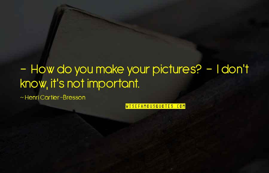 Henri's Quotes By Henri Cartier-Bresson: - How do you make your pictures? -