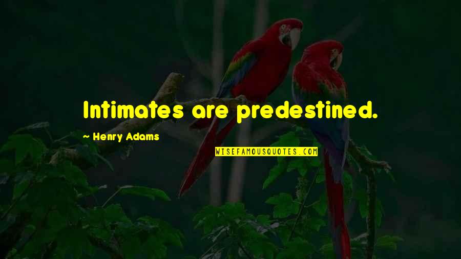 Henry Adams Quotes By Henry Adams: Intimates are predestined. Henry Adams Quotes By Henry Adams: Intimates are predestined.
