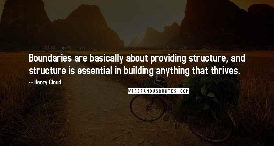 Henry Cloud quotes: Boundaries are basically about providing structure, and structure is essential in building anything that thrives.