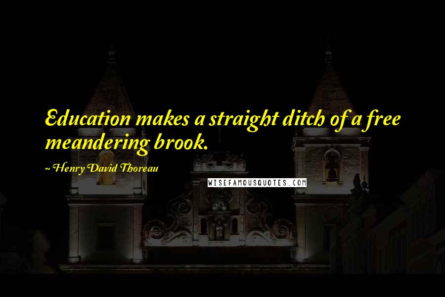 Henry David Thoreau quotes: Education makes a straight ditch of a free meandering brook.