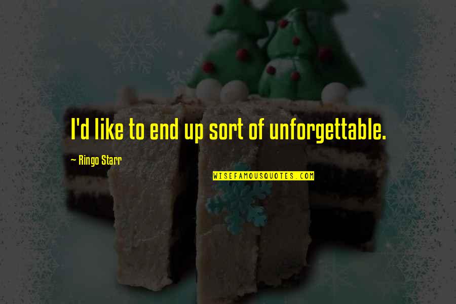 Henry Hudson Explorer Quotes By Ringo Starr: I'd like to end up sort of unforgettable. Henry Hudson Explorer Quotes By Ringo Starr: I'd like to end up sort of unforgettable.
