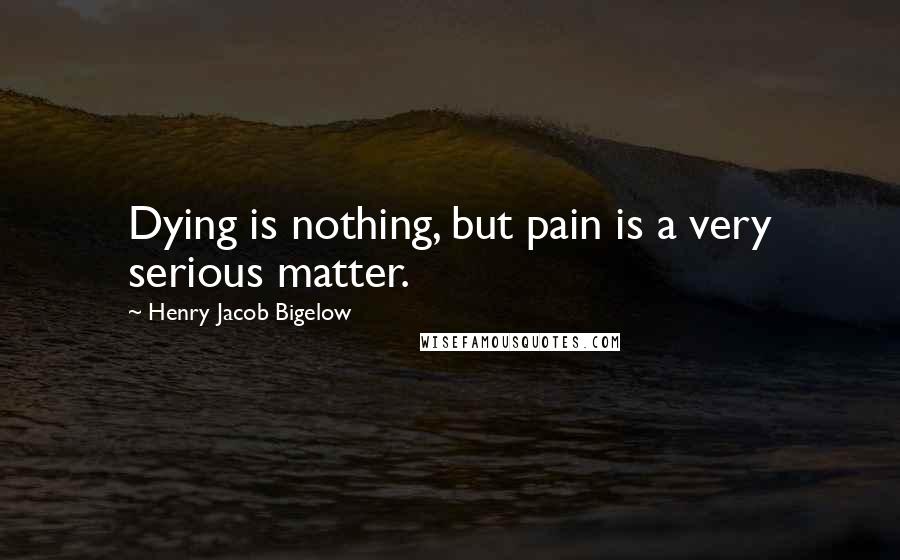 Henry Jacob Bigelow quotes: Dying is nothing, but pain is a very serious matter.