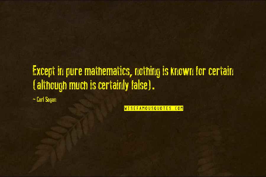 Henry Sampson Quotes By Carl Sagan: Except in pure mathematics, nothing is known for