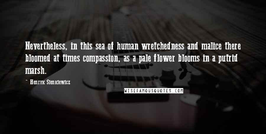 Henryk Sienkiewicz quotes: Nevertheless, in this sea of human wretchedness and malice there bloomed at times compassion, as a pale flower blooms in a putrid marsh.