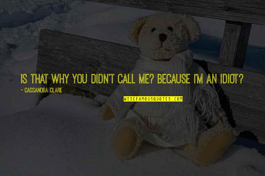 Henryson Quotes By Cassandra Clare: Is that why you didn't call me? Because