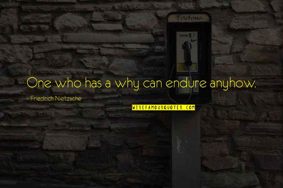 Heoric Quotes By Friedrich Nietzsche: One who has a why can endure anyhow.