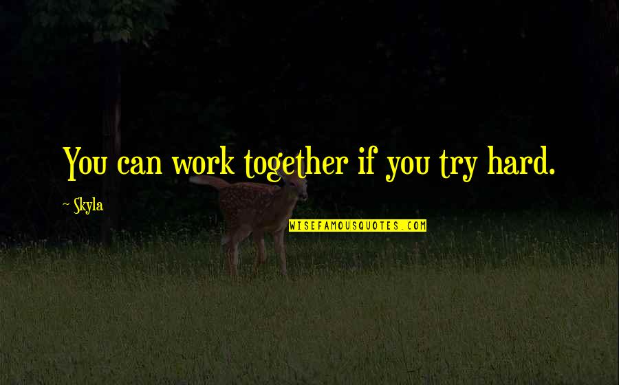 Her Being The Only One Quotes By Skyla: You can work together if you try hard.