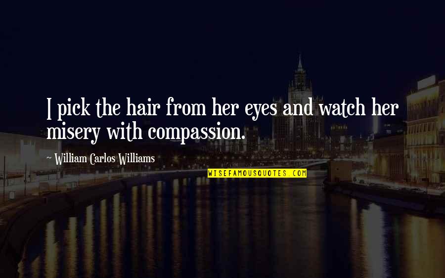Her Eye Quotes By William Carlos Williams: I pick the hair from her eyes and
