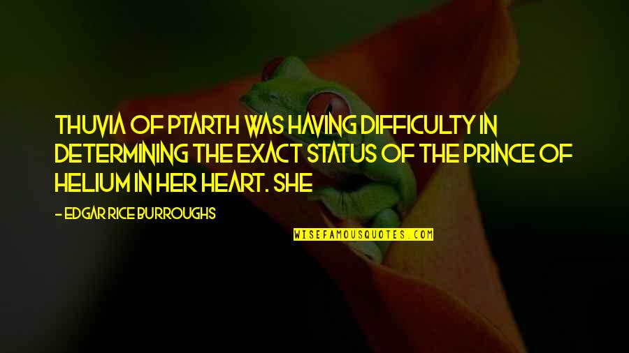 Her Heart Quotes By Edgar Rice Burroughs: Thuvia of Ptarth was having difficulty in determining