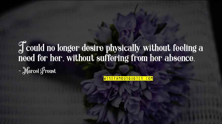 Her Loss Quotes By Marcel Proust: I could no longer desire physically without feeling Her Loss Quotes By Marcel Proust: I could no longer desire physically without feeling