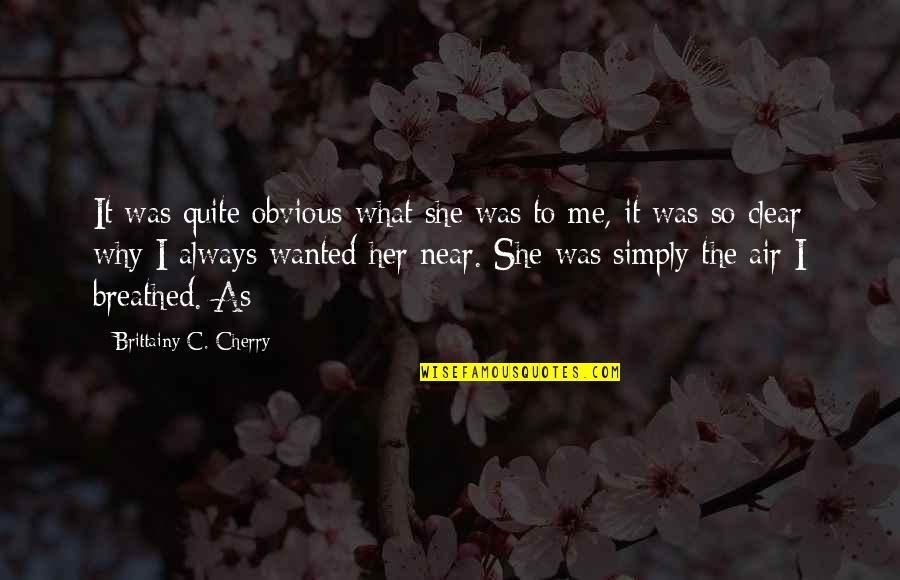 Her She Quotes By Brittainy C. Cherry: It was quite obvious what she was to