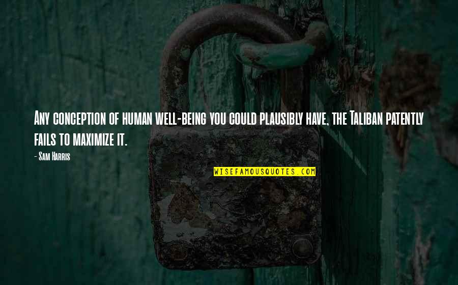 Her Touching My Heart Quotes By Sam Harris: Any conception of human well-being you could plausibly Her Touching My Heart Quotes By Sam Harris: Any conception of human well-being you could plausibly