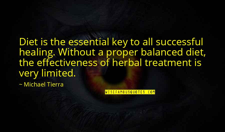 Herbal Quotes By Michael Tierra: Diet is the essential key to all successful