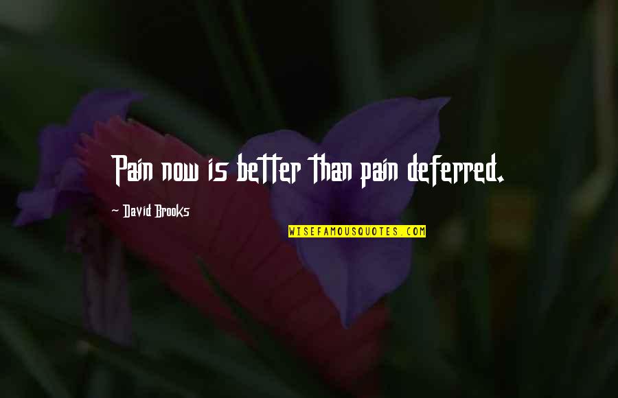 Herberstein Castle Quotes By David Brooks: Pain now is better than pain deferred. Herberstein Castle Quotes By David Brooks: Pain now is better than pain deferred.