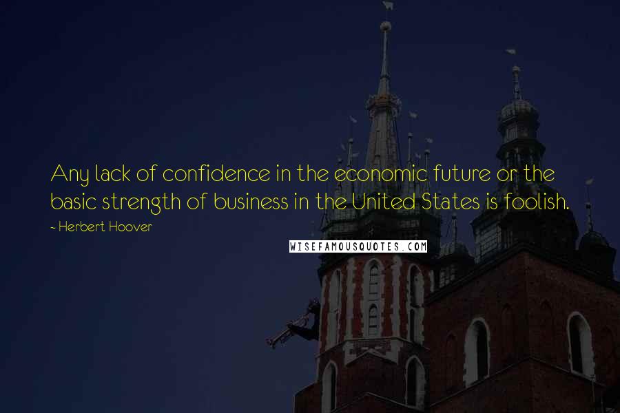 Herbert Hoover quotes: Any lack of confidence in the economic future or the basic strength of business in the United States is foolish.