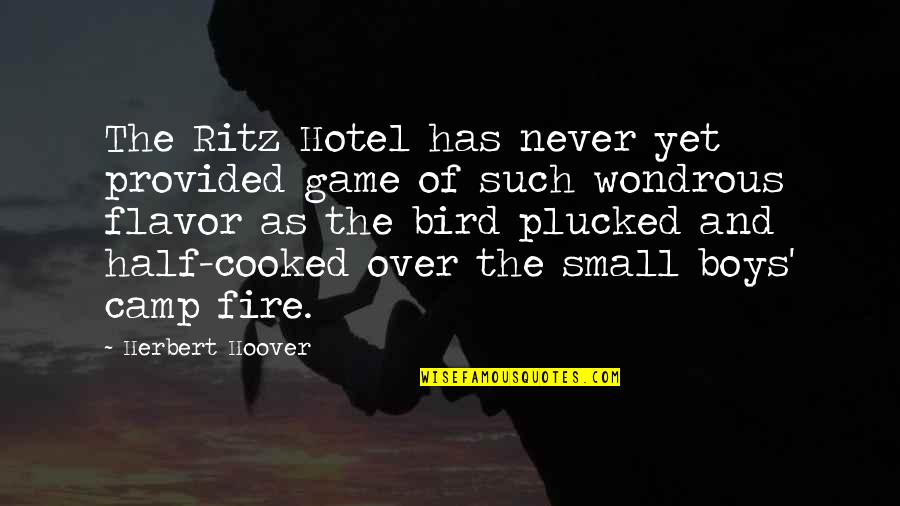 Herbert Hoover Quotes By Herbert Hoover: The Ritz Hotel has never yet provided game Herbert Hoover Quotes By Herbert Hoover: The Ritz Hotel has never yet provided game