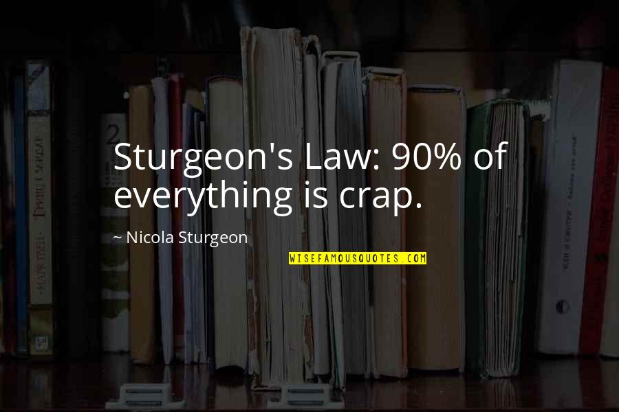 Herczegh J Nos Quotes By Nicola Sturgeon: Sturgeon's Law: 90% of everything is crap.