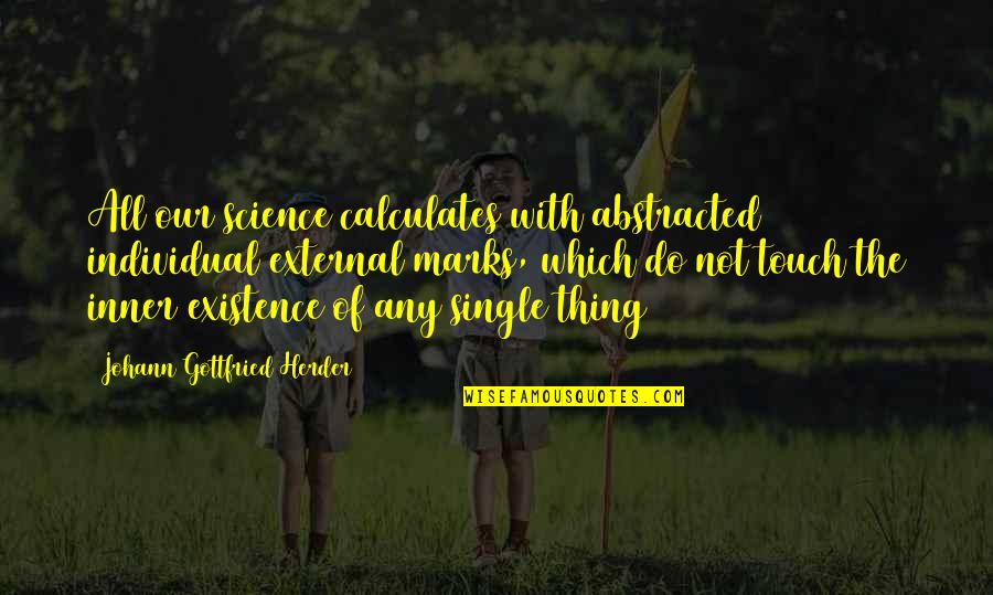 Herder's Quotes By Johann Gottfried Herder: All our science calculates with abstracted individual external