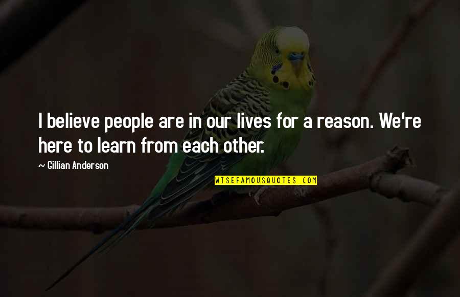 Here For A Reason Quotes By Gillian Anderson: I believe people are in our lives for