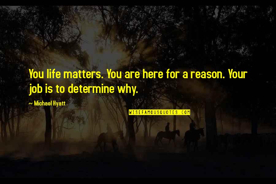 Here For A Reason Quotes By Michael Hyatt: You life matters. You are here for a