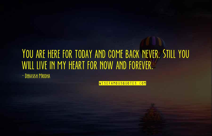 Here Forever Quotes By Debasish Mridha: You are here for today and come back Here Forever Quotes By Debasish Mridha: You are here for today and come back