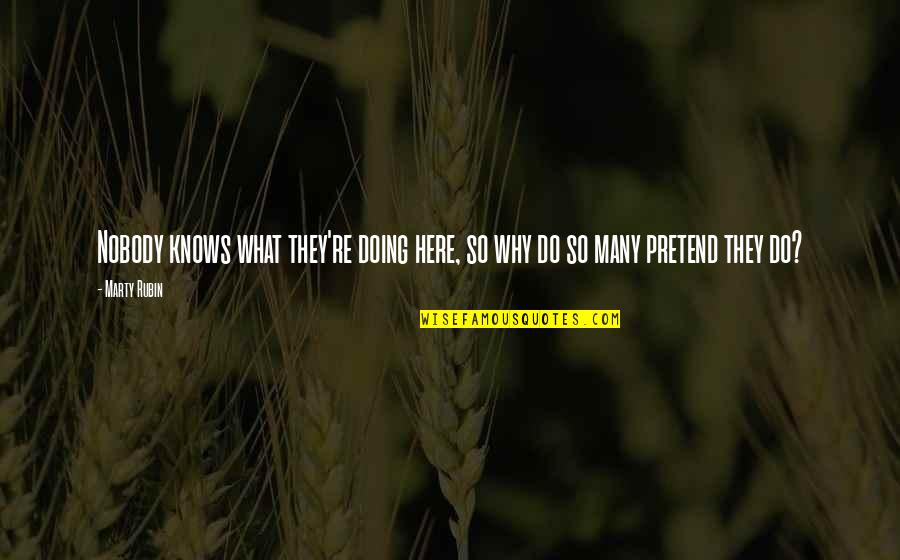 Here Here Quotes By Marty Rubin: Nobody knows what they're doing here, so why