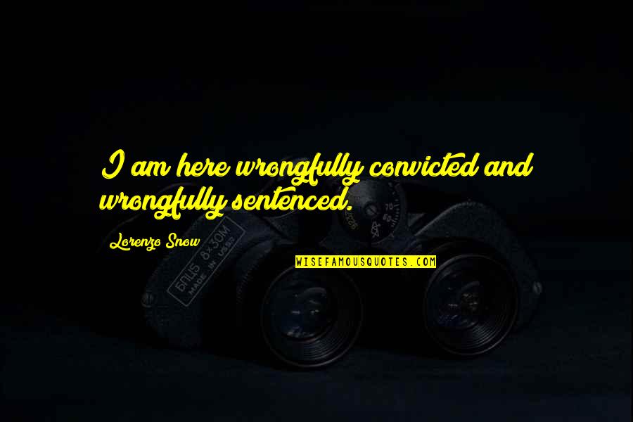 Here I Am Quotes By Lorenzo Snow: I am here wrongfully convicted and wrongfully sentenced.