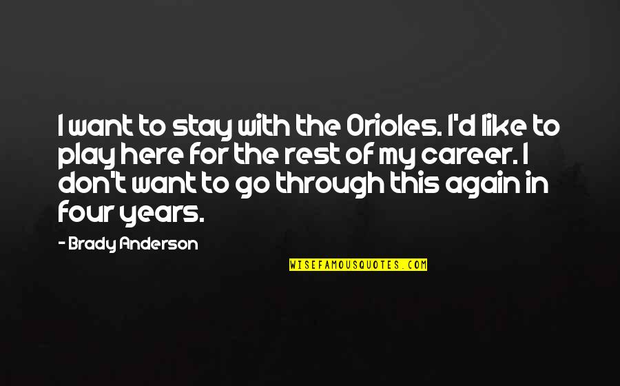 Here I Go Again Quotes By Brady Anderson: I want to stay with the Orioles. I'd