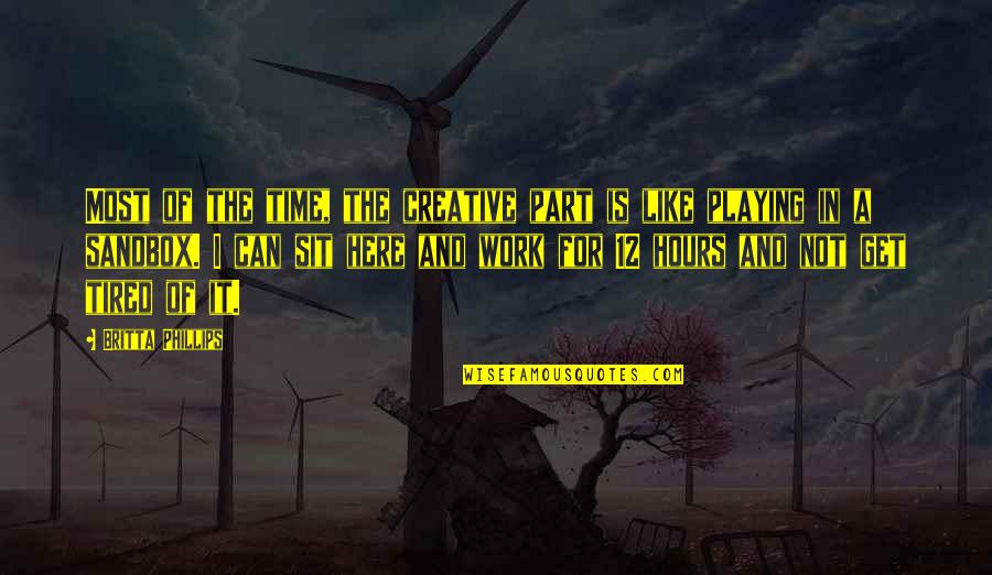 Here I Sit Quotes By Britta Phillips: Most of the time, the creative part is