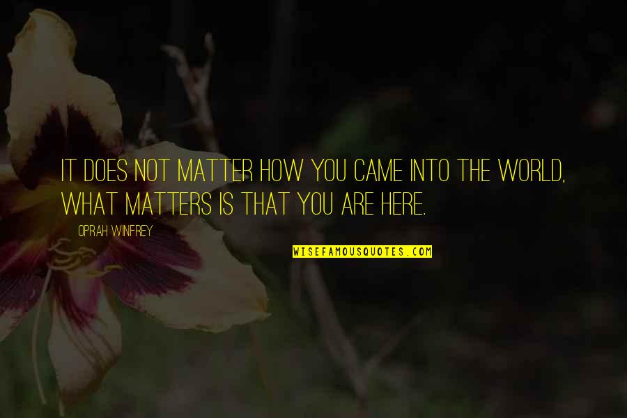 Here Is The World Quotes By Oprah Winfrey: It does not matter how you came into