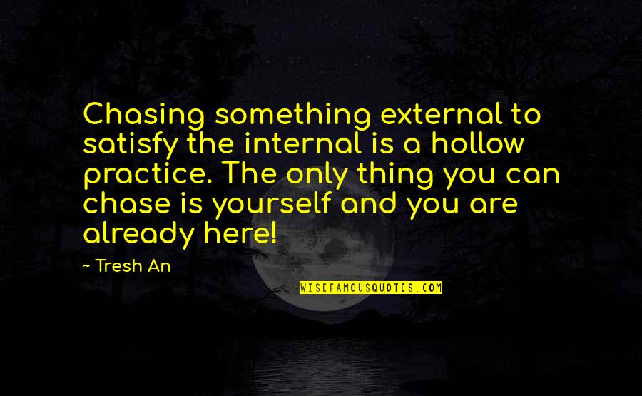 Here You Are Quotes By Tresh An: Chasing something external to satisfy the internal is Here You Are Quotes By Tresh An: Chasing something external to satisfy the internal is