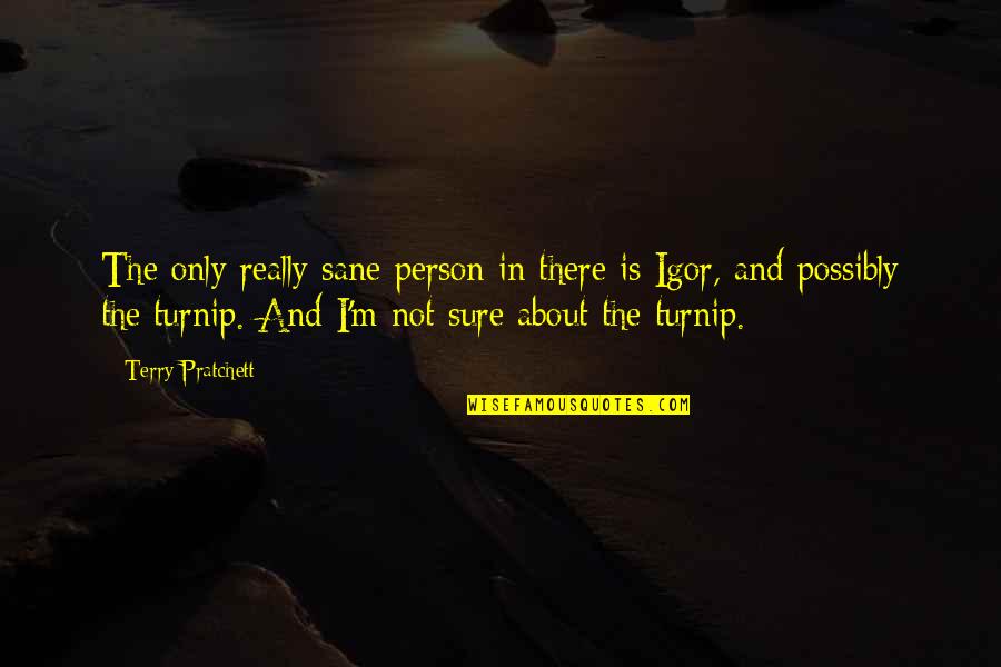 Heredada Quotes By Terry Pratchett: The only really sane person in there is Heredada Quotes By Terry Pratchett: The only really sane person in there is