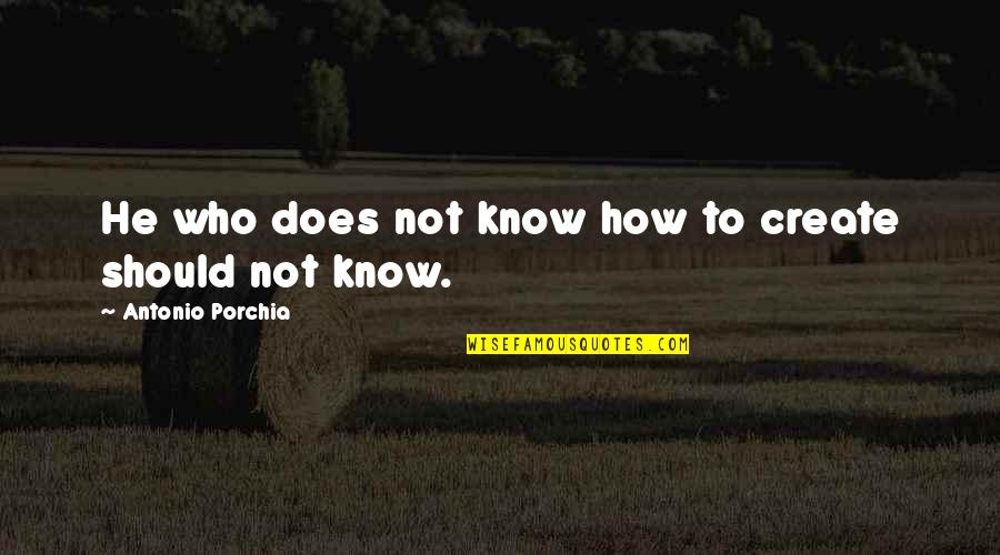 Herer K Quotes By Antonio Porchia: He who does not know how to create Herer K Quotes By Antonio Porchia: He who does not know how to create