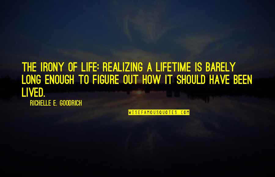 Heretofore Quotes By Richelle E. Goodrich: The irony of life: Realizing a lifetime is