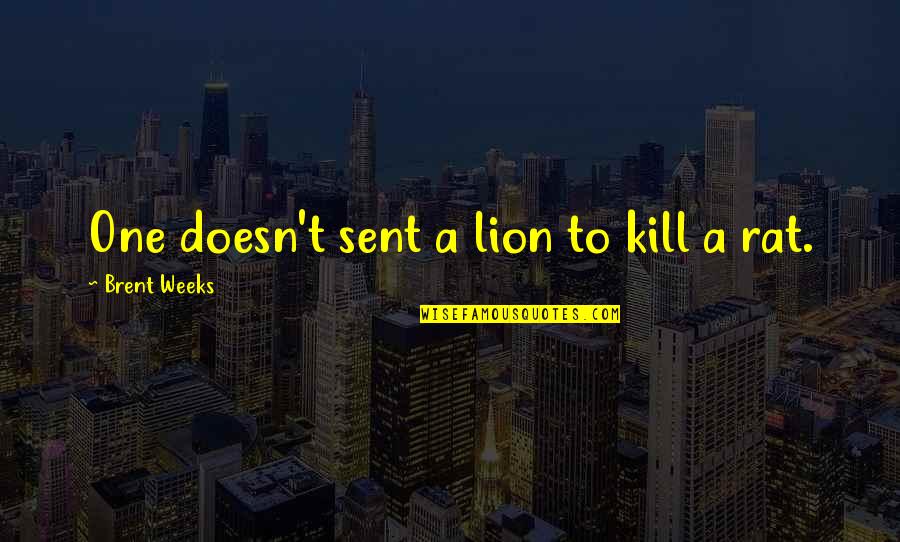 Herida Contusa Quotes By Brent Weeks: One doesn't sent a lion to kill a