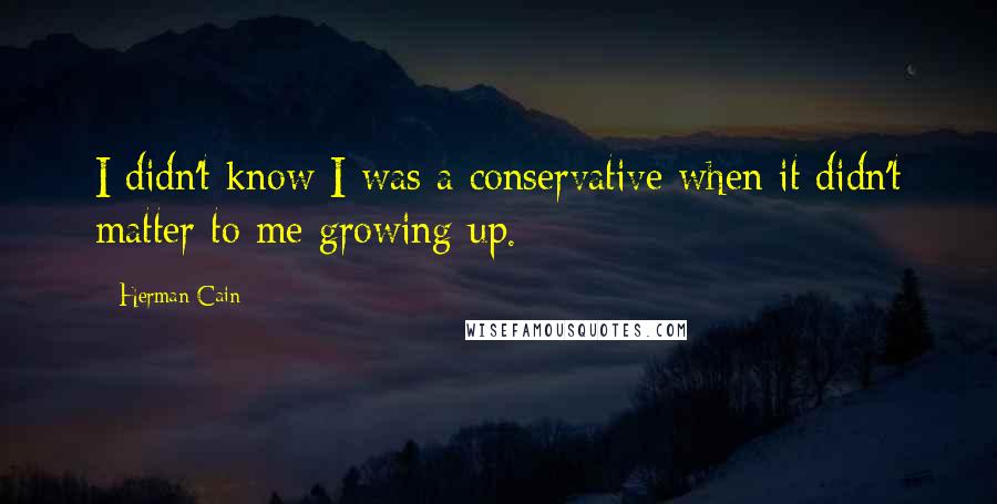 Herman Cain quotes: I didn't know I was a conservative when it didn't matter to me growing up.