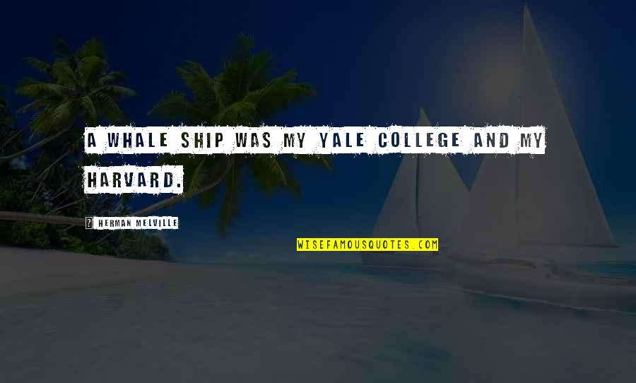 Herman Quotes By Herman Melville: A whale ship was my Yale College and