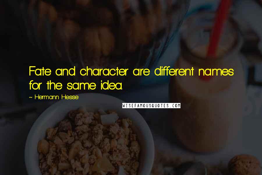 Hermann Hesse quotes: Fate and character are different names for the same idea.