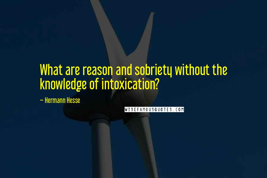 Hermann Hesse quotes: What are reason and sobriety without the knowledge of intoxication?