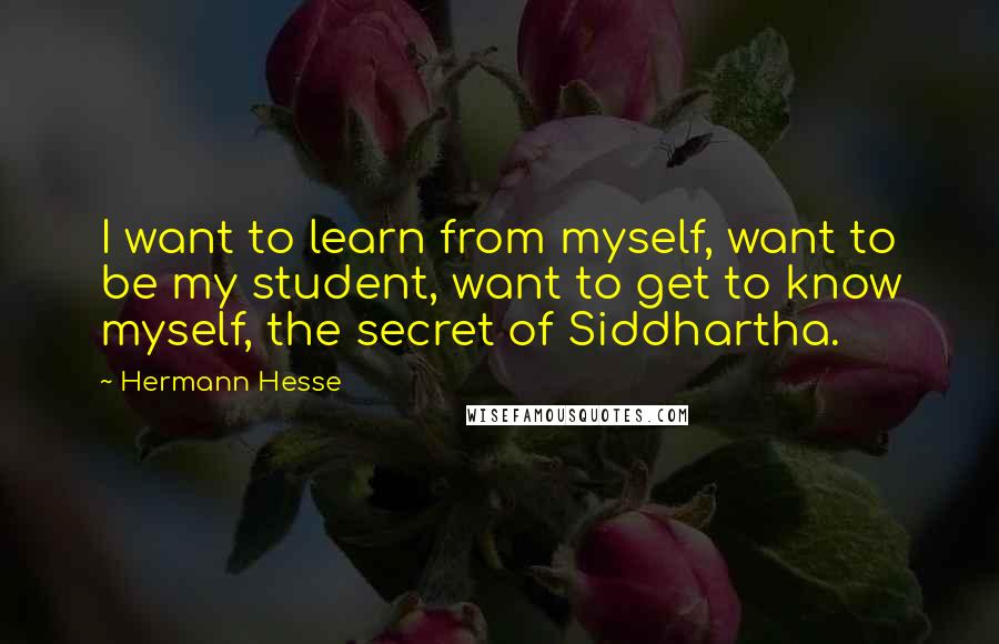 Hermann Hesse quotes: I want to learn from myself, want to be my student, want to get to know myself, the secret of Siddhartha.