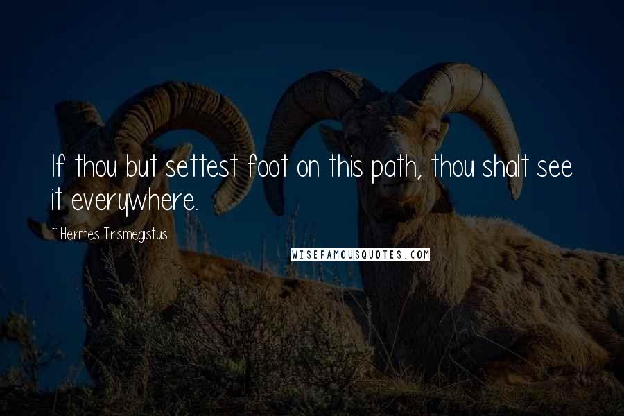 Hermes Trismegistus quotes: If thou but settest foot on this path, thou shalt see it everywhere.