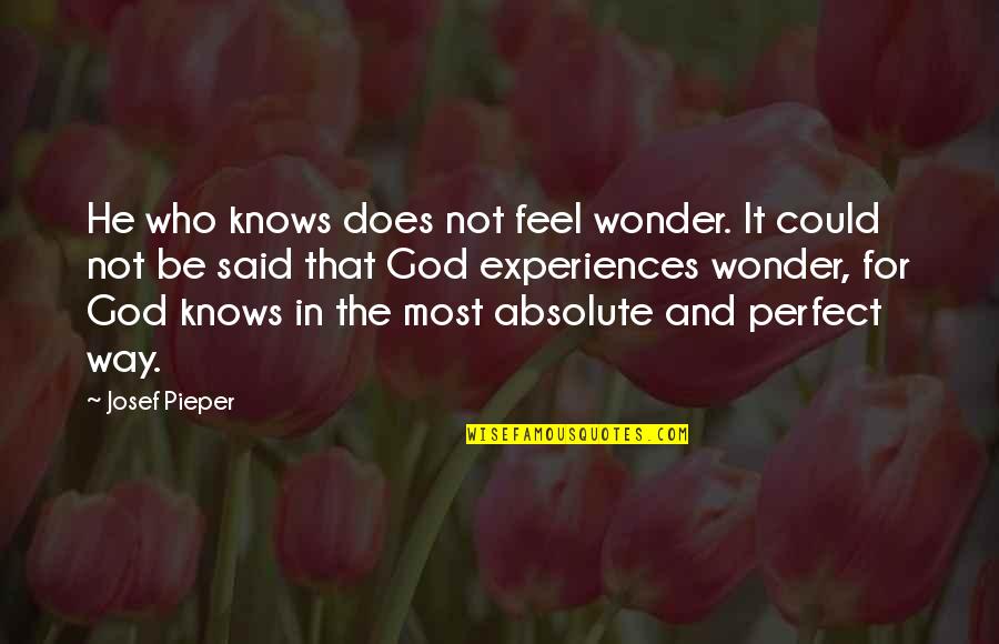 Hermits Cookies Quotes By Josef Pieper: He who knows does not feel wonder. It Hermits Cookies Quotes By Josef Pieper: He who knows does not feel wonder. It