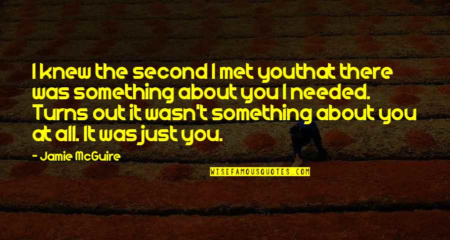 Hero Heroine Quotes By Jamie McGuire: I knew the second I met youthat there