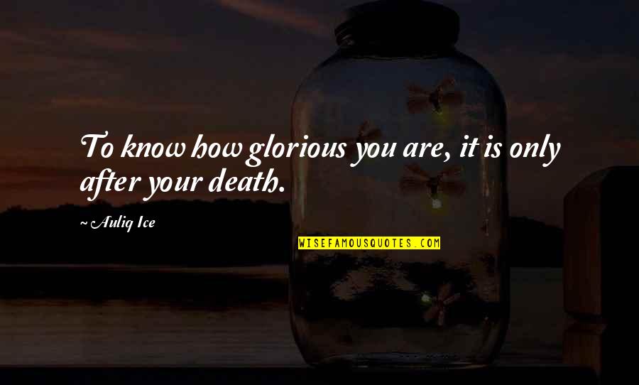 Heroes Death Quotes By Auliq Ice: To know how glorious you are, it is