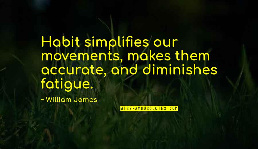 Heroes Dual Quotes By William James: Habit simplifies our movements, makes them accurate, and