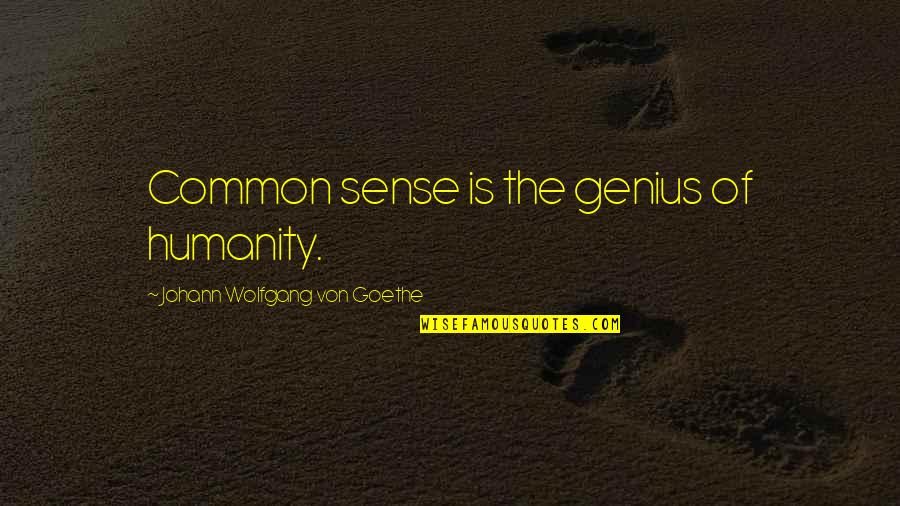 Heroin Drug Quotes By Johann Wolfgang Von Goethe: Common sense is the genius of humanity.