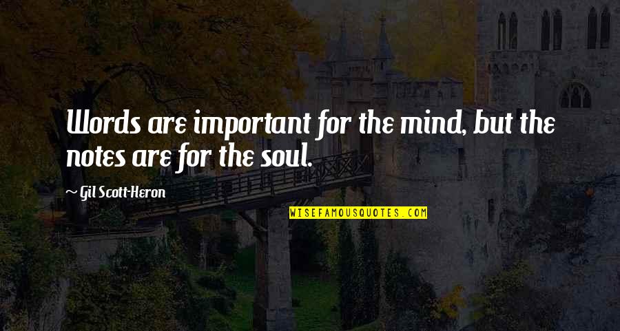 Heron Quotes By Gil Scott-Heron: Words are important for the mind, but the