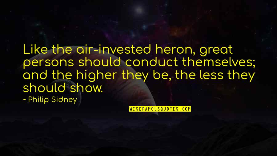 Heron Quotes By Philip Sidney: Like the air-invested heron, great persons should conduct